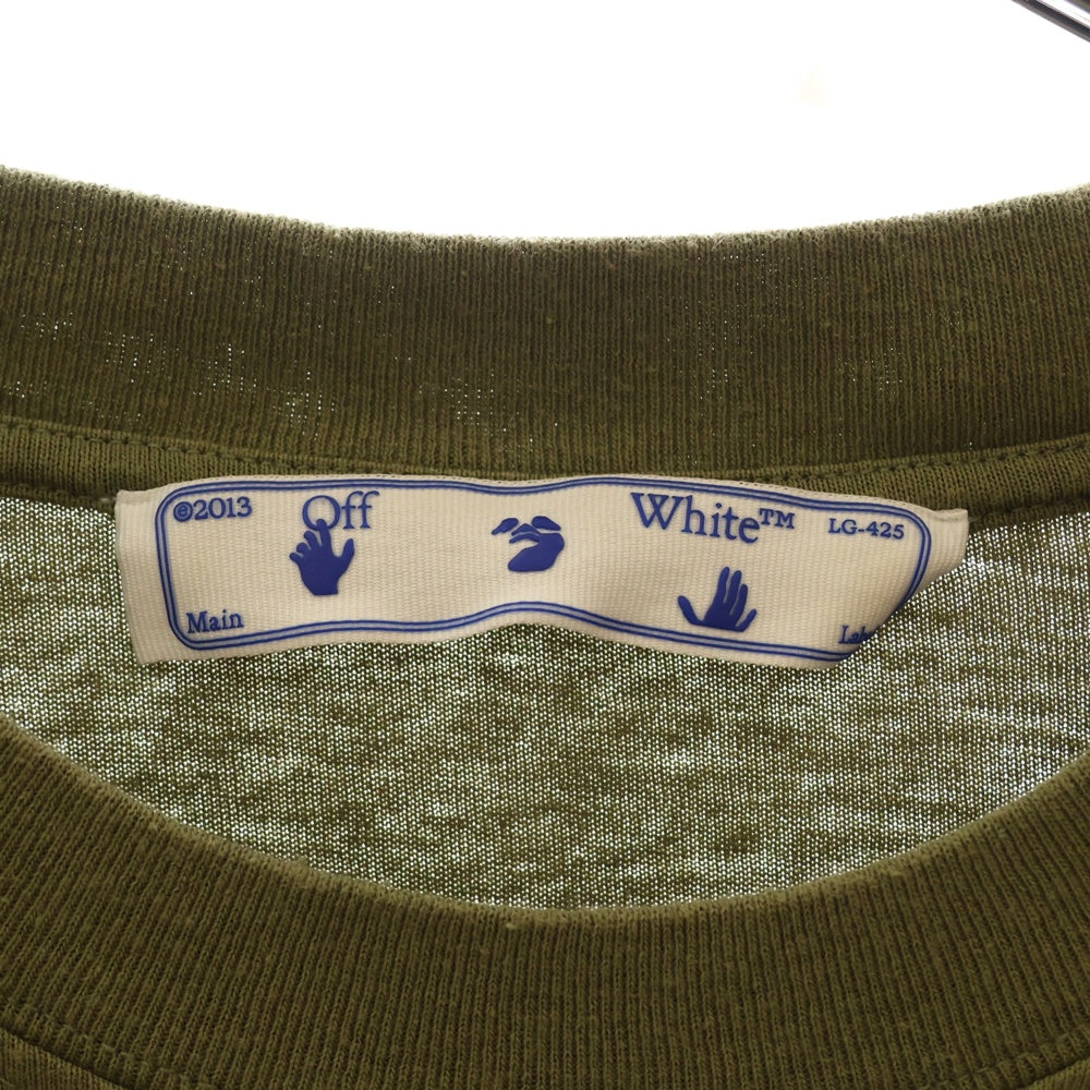 OFF-WHITE(オフホワイト) 21AW L/S T-Shirt ロゴプリント 長袖Tシャツ ロンT カーキ OMAB064F21JER005