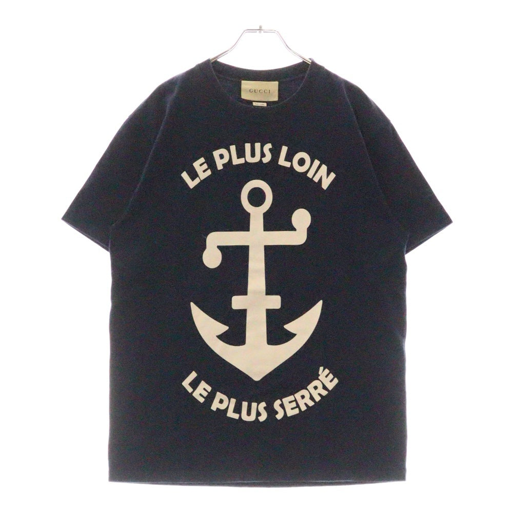 GUCCI(グッチ) 20SS ANCHOR OVERSIZE T-SHIRT アンカー グラフィック ロゴ半袖Tシャツ ネイビー 565806 XJB23