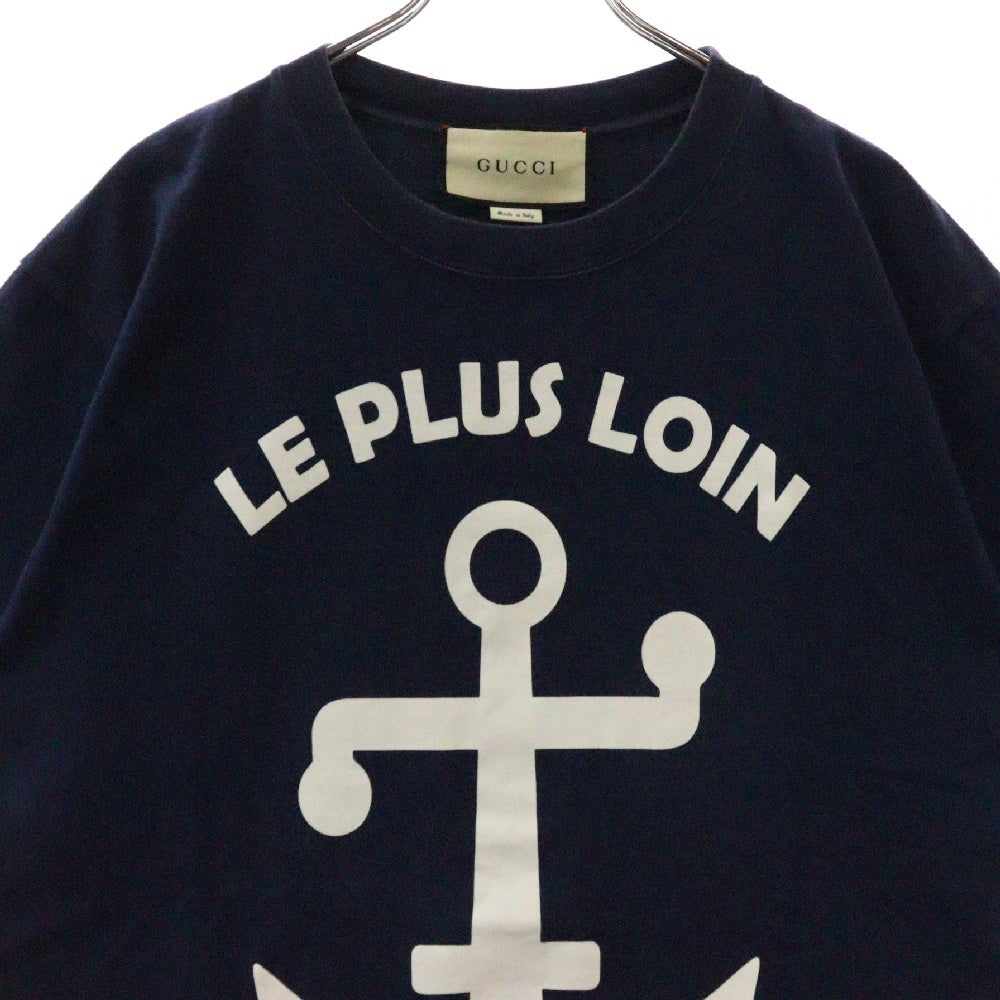 GUCCI(グッチ) 20SS ANCHOR OVERSIZE T-SHIRT アンカー グラフィック ロゴ半袖Tシャツ ネイビー 565806 XJB23