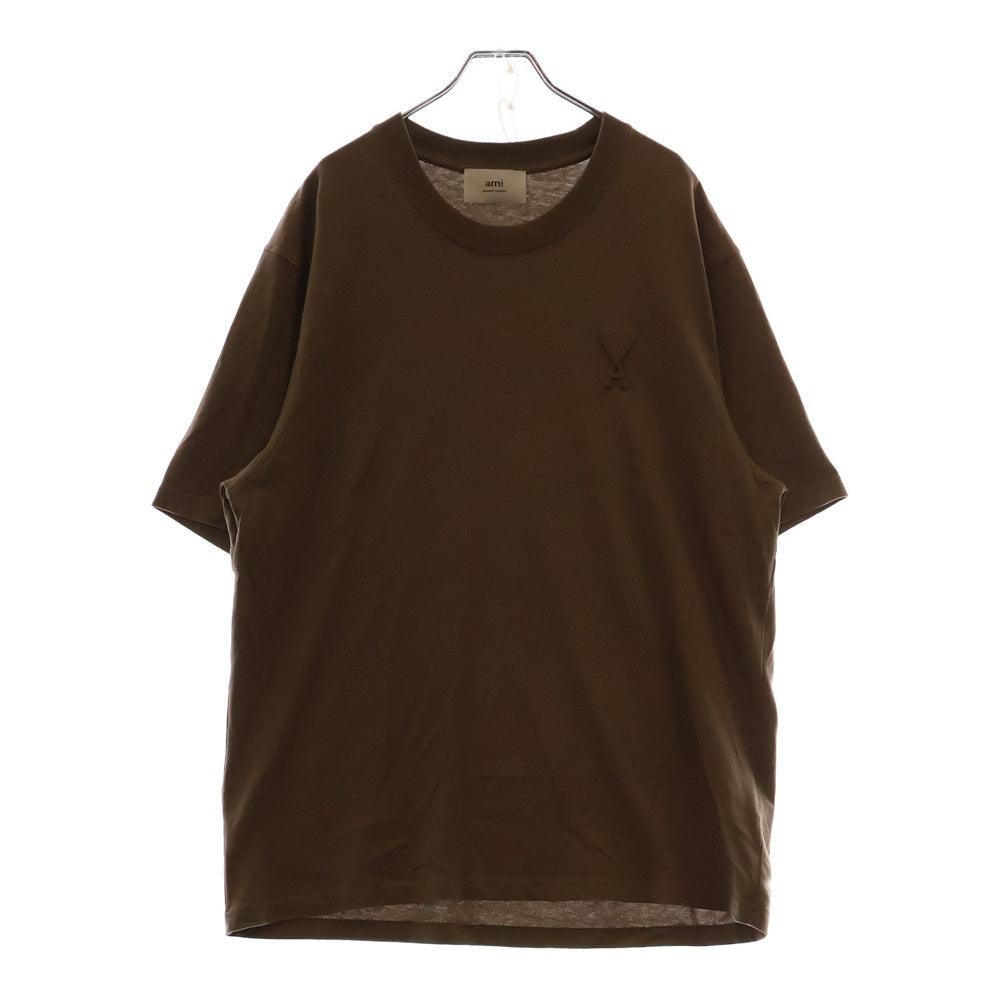 AMI Alexandre Mattiussi(アミアレクサンドルマテュッシ) AMI DE COEUR T-Shirt ロゴ刺繍 半袖Tシャツ ベージュ UTS025.726