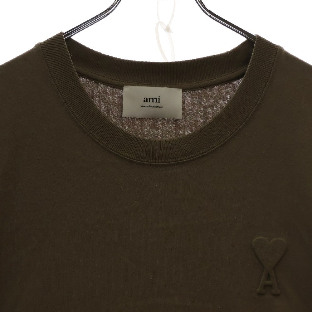 AMI Alexandre Mattiussi(アミアレクサンドルマテュッシ) AMI DE COEUR T-Shirt ロゴ刺繍 半袖Tシャツ ベージュ UTS025.726