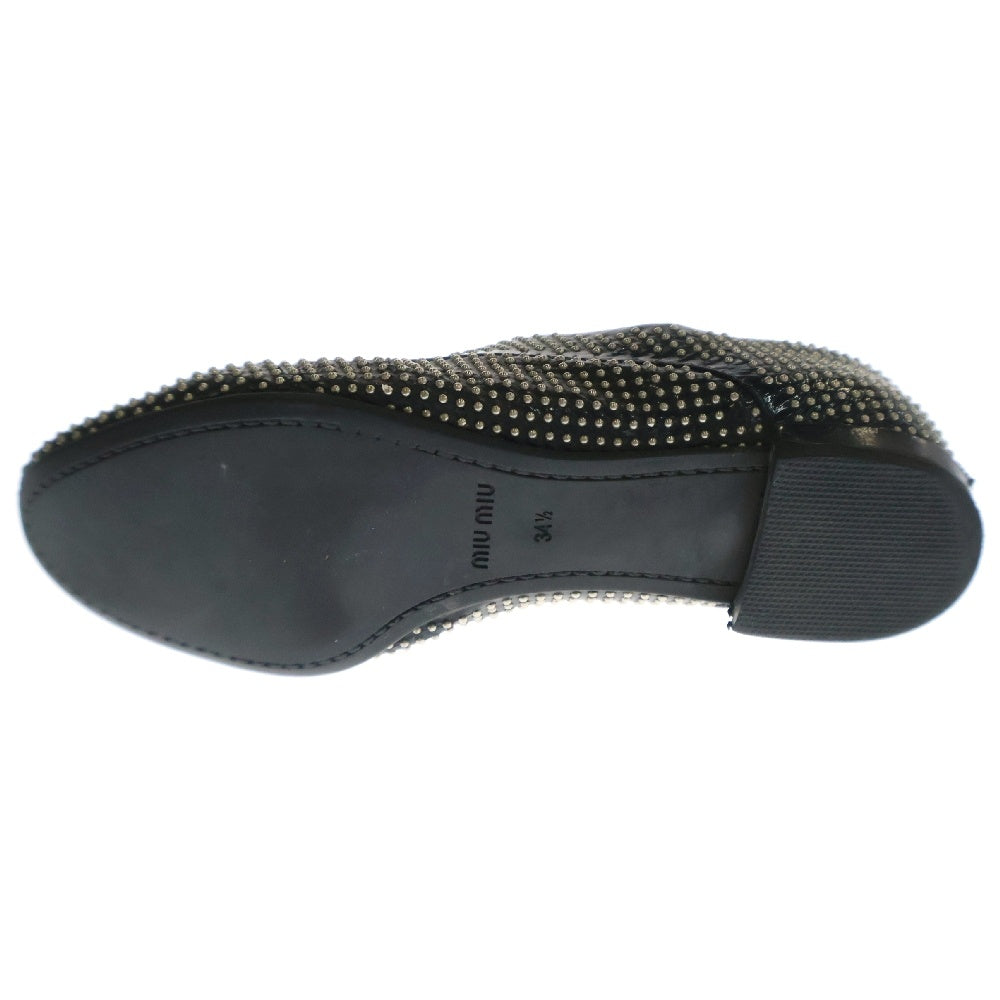 miumiu(ミュウミュウ) Studded Loafers スタッズ レザードレスシューズ 34 1/2 ブラック レディース