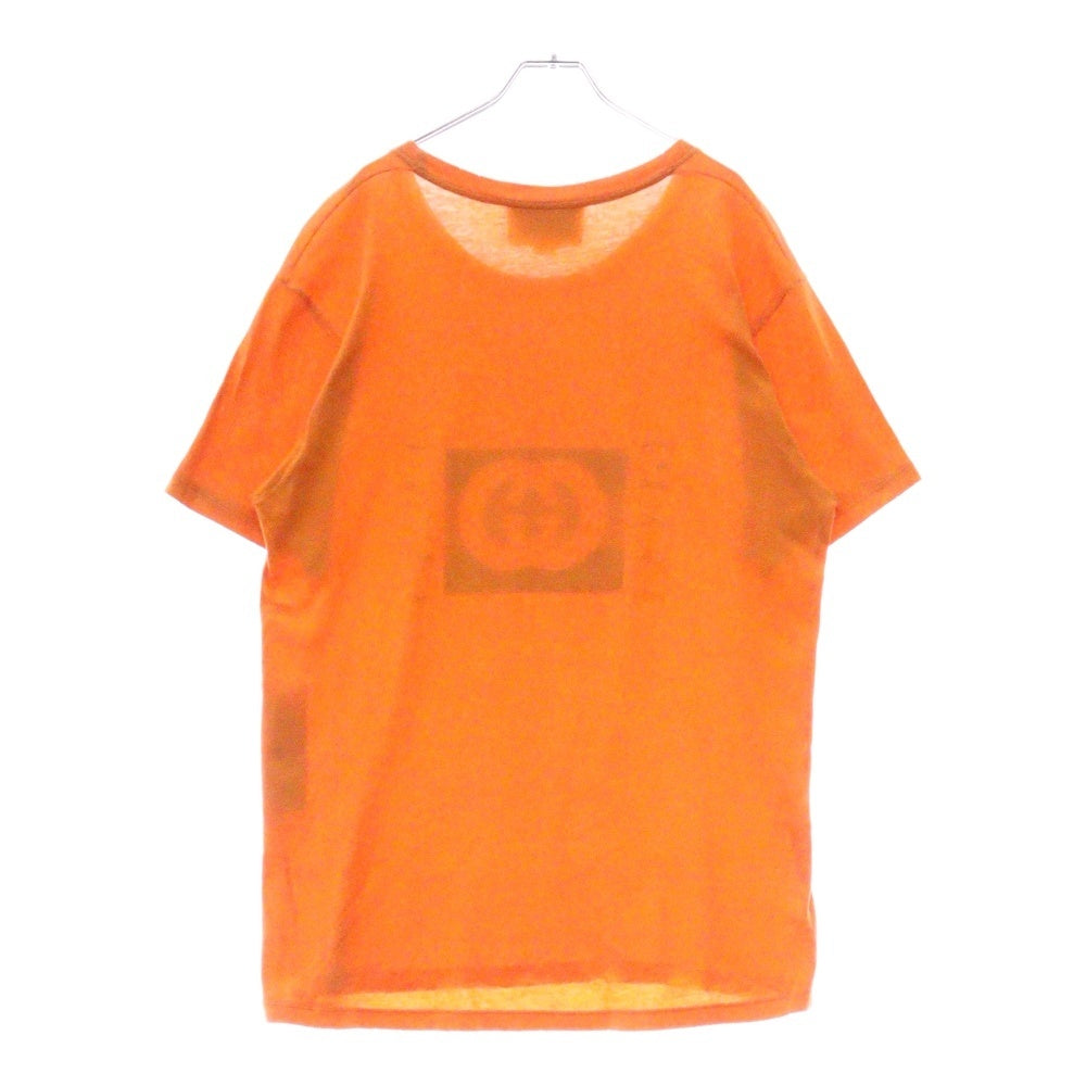 GUCCI(グッチ) グリッターロゴ ヴィンテージ加工 半袖Tシャツ オレンジ 493117 X3183