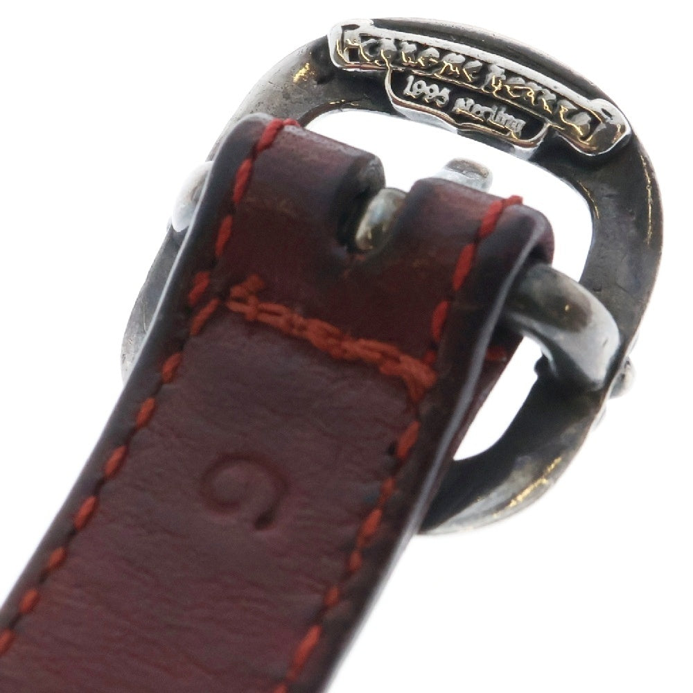 CHROME HEARTS(クロムハーツ) GUNSLINGER ガンスリンガー クロスボール レザーブレスレット ブラウン/シルバー BCA146