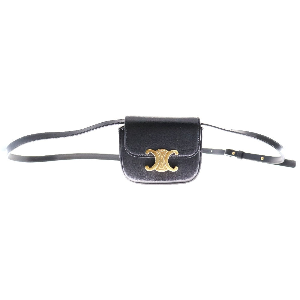 CELINE(セリーヌ) Triomphe トリオンフ レザーショルダーバッグ ミニバッグ ブラック 10I51 3DPV