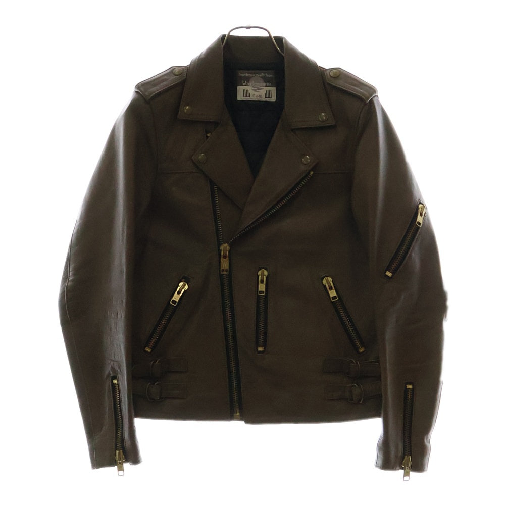 BLACK MEANS(ブラックミーンズ) COW LEATHER RIDERS JACKET 小の字ZIP ライダースジャケット 72TJ07-5 ブラウン