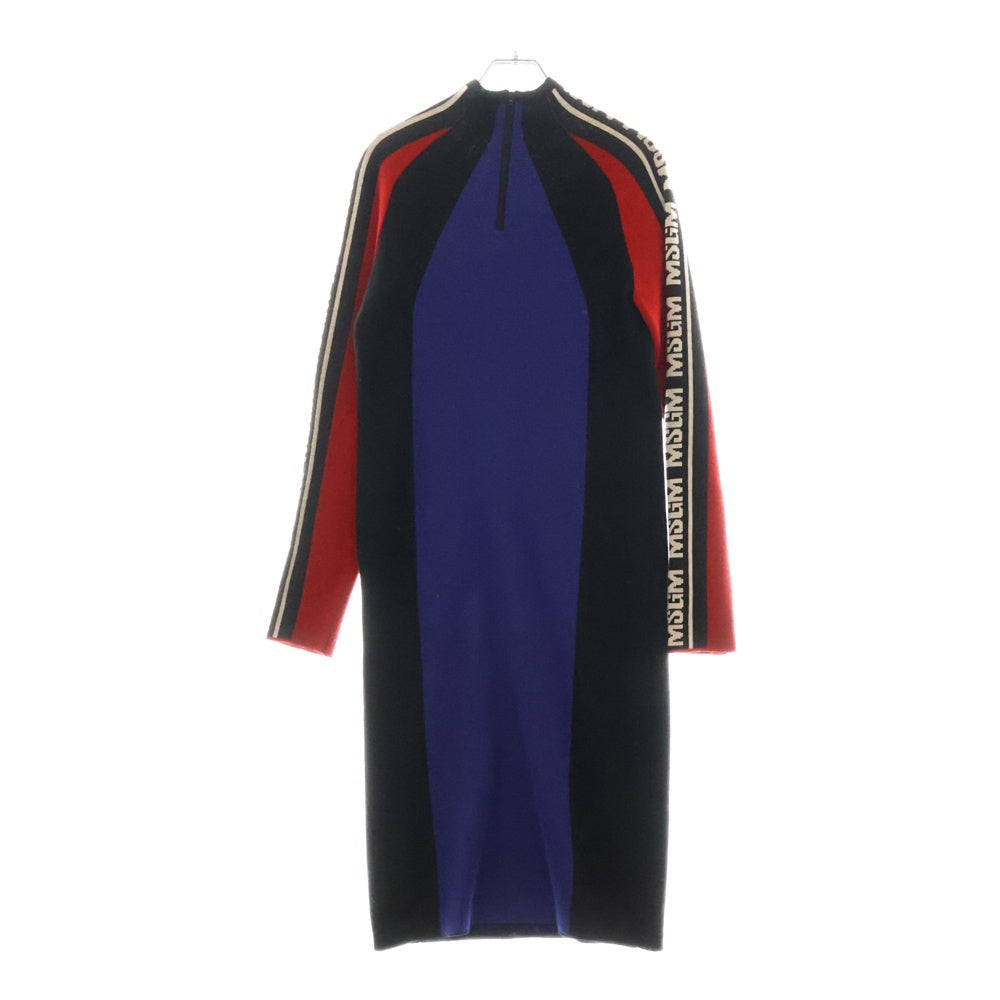 MSGM(エムエスジーエム) Half Zip ハイネックタイトワンピース ブラック/ブルー/レッド レディース