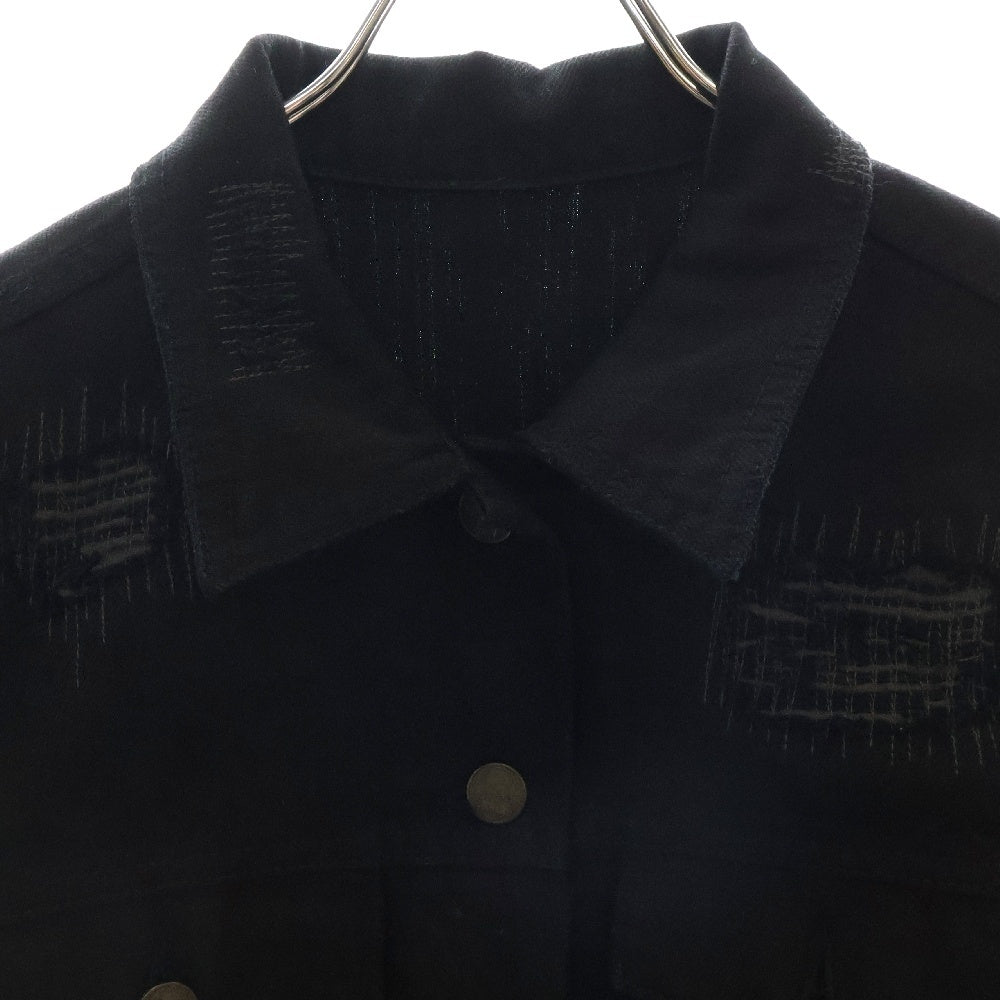 lucien pellat-finet(ルシアンペラフィネ) スカル刺繍ダメージ加工デニムジャケット ブラック
