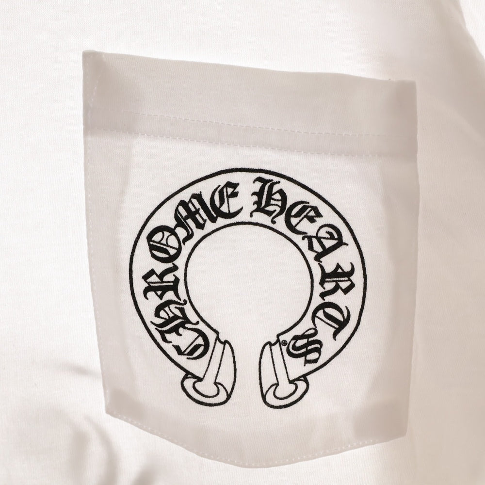 CHROME HEARTS(クロムハーツ) HORSESHOE ホースシュー 長袖Tシャツ 袖フローラル ロンT ホワイト