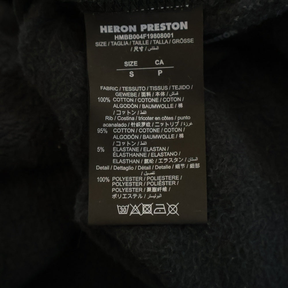 HERON PRESTON(ヘロンプレストン) 19W フロントプリント プルオーバーパーカー フーディ ブラック HMBB004F19808001