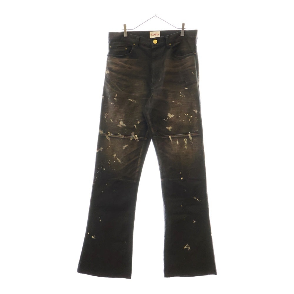 KAMIYA(カミヤ) 25SS SERGE PAINT PANTS フレアペイントパンツ ブラック G14PT030