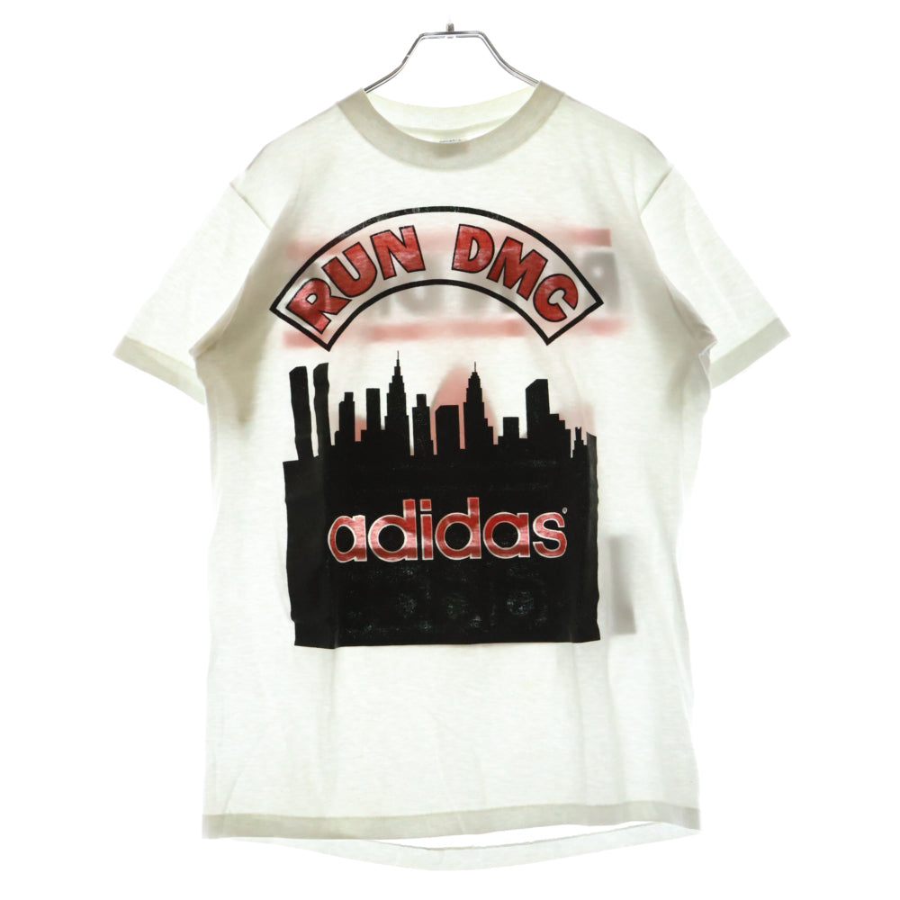 adidas(アディダス) 80s VINTAGE ×RUN DMC ヴィンテージ ランディーエムシー マンハッタン ロゴプリント 半袖Tシャツ ホワイト
