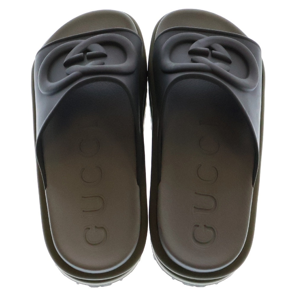 GUCCI(グッチ) インターロッキングG ラバーサンダル スライドサンダル グレー 692380
