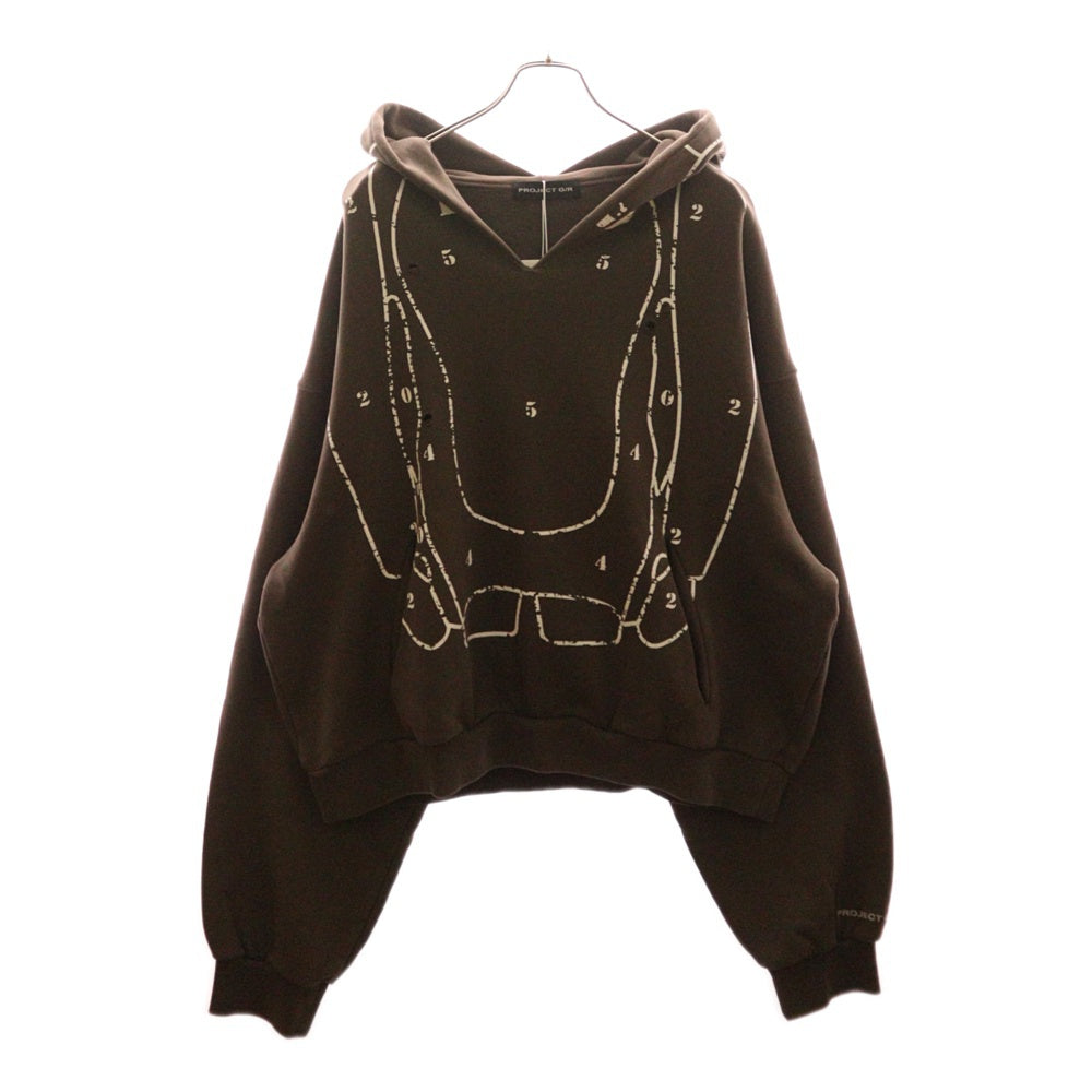 PROJECT G/R(プロジェクトジーアール) 24AW ZYGON HOODIE ダメージ加工プルオーバースウェットパーカー フーディー ブラウン