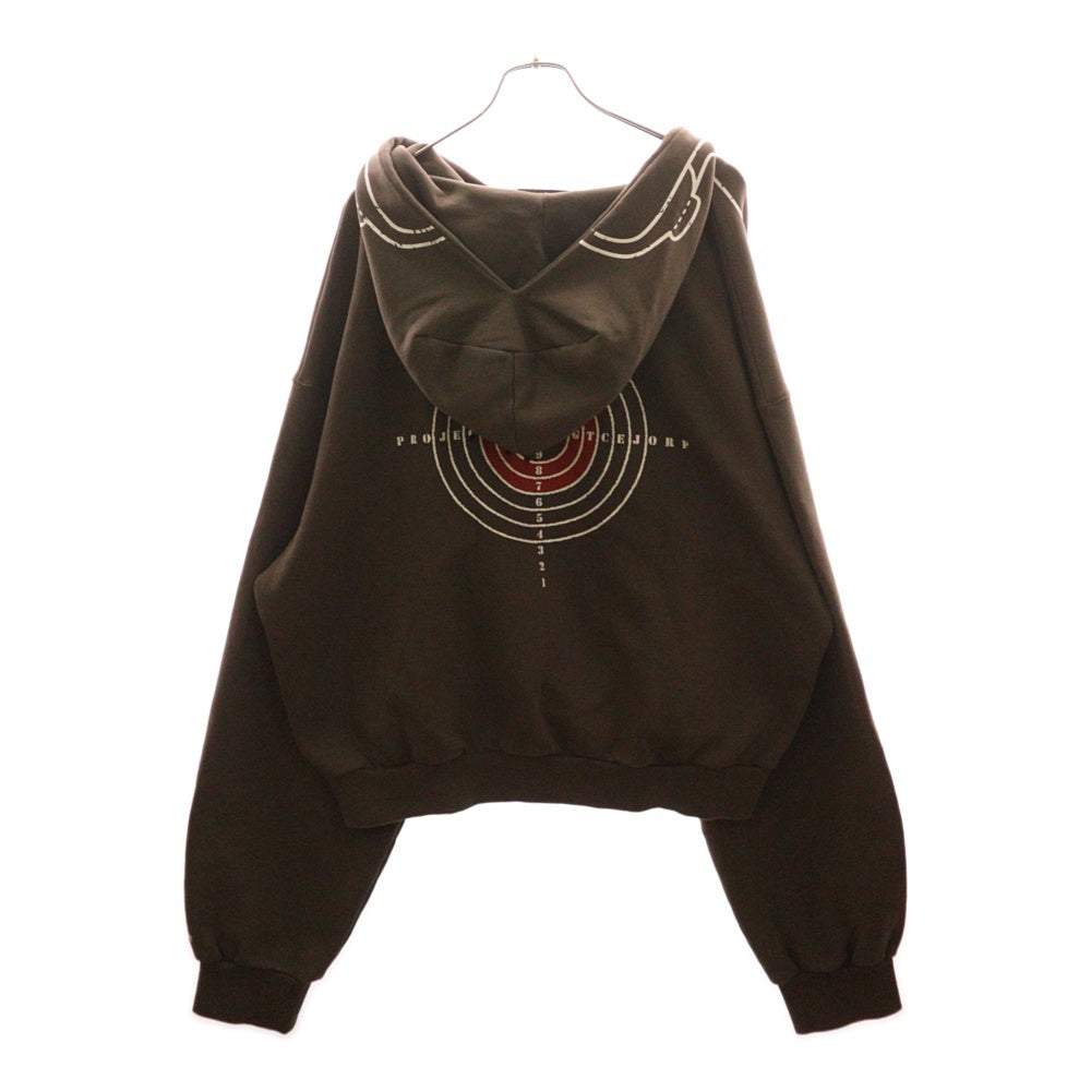 PROJECT G/R(プロジェクトジーアール) 24AW ZYGON HOODIE ダメージ加工プルオーバースウェットパーカー フーディー ブラウン