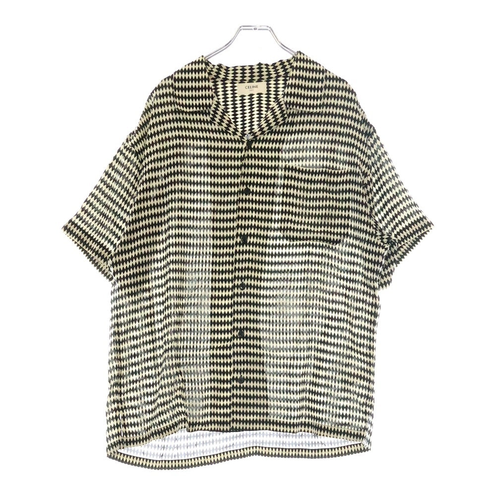 CELINE(セリーヌ) 21SS Micro Harleyqueen Hawaiian Shirt マイクロハーレークイーン 総柄 オープンカラー 半袖シャツ ホワイト 2C604968N