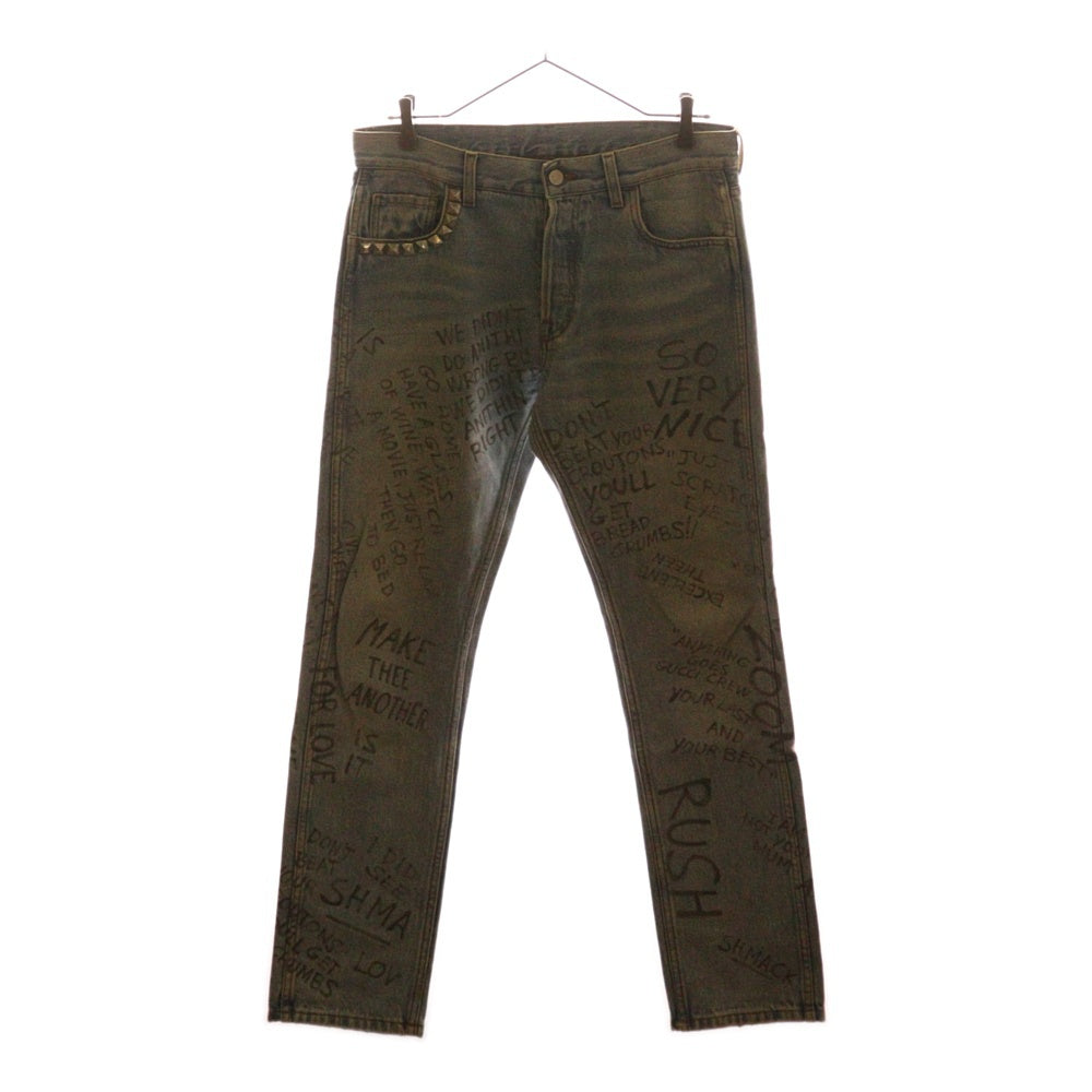 GUCCI(グッチ) 17SS Printed Chlorine Punk Jeans スタッズ ペイントプリントジーンズ デニムパンツ インディゴ 452428 XR360