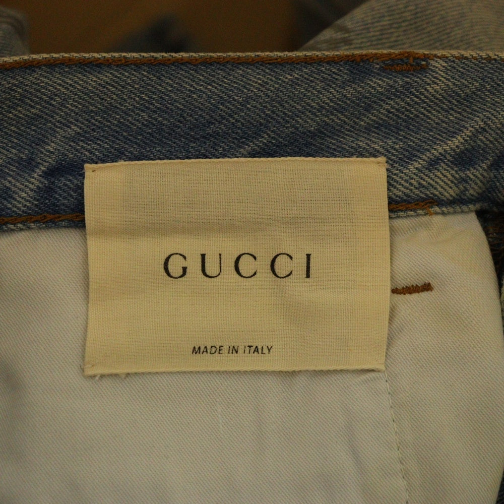 GUCCI(グッチ) 17SS Printed Chlorine Punk Jeans スタッズ ペイントプリントジーンズ デニムパンツ インディゴ 452428 XR360