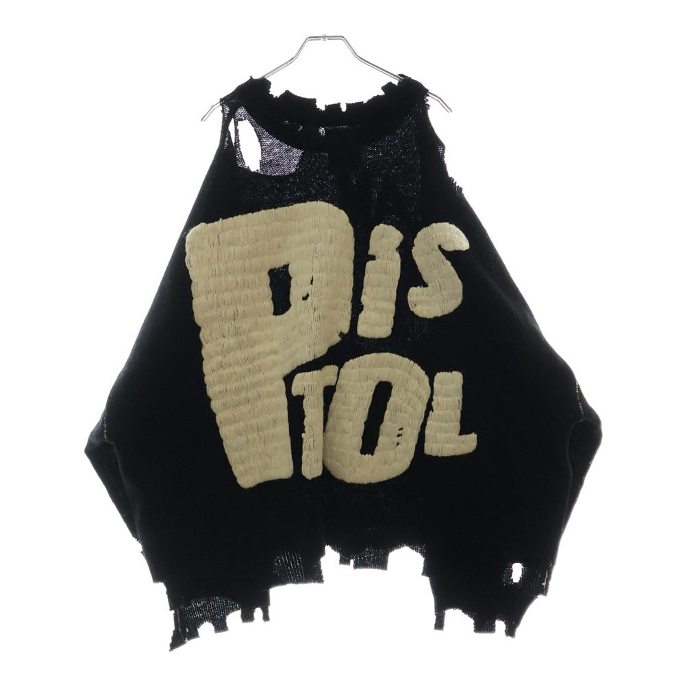 SAINT MICHAEL(セントマイケル) 24AW ×SEX PISTOLS SP CREW KNT I AM A セックスピストルズ ダメージ加工 クルーネックニットセーター ブラック SM-YS1-0000-C24