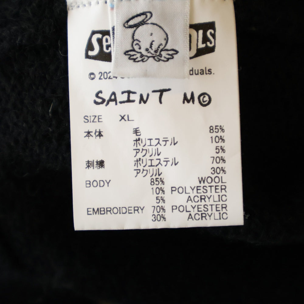 SAINT MICHAEL(セントマイケル) 24AW ×SEX PISTOLS SP CREW KNT I AM A セックスピストルズ ダメージ加工 クルーネックニットセーター ブラック SM-YS1-0000-C24