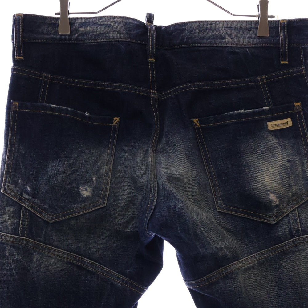 DSQUARED2(ディースクエアード) 14AW Tidy Biker Jean ダメージ加工 パッチワークスキニーデニムパンツ インディゴ S71LA0814