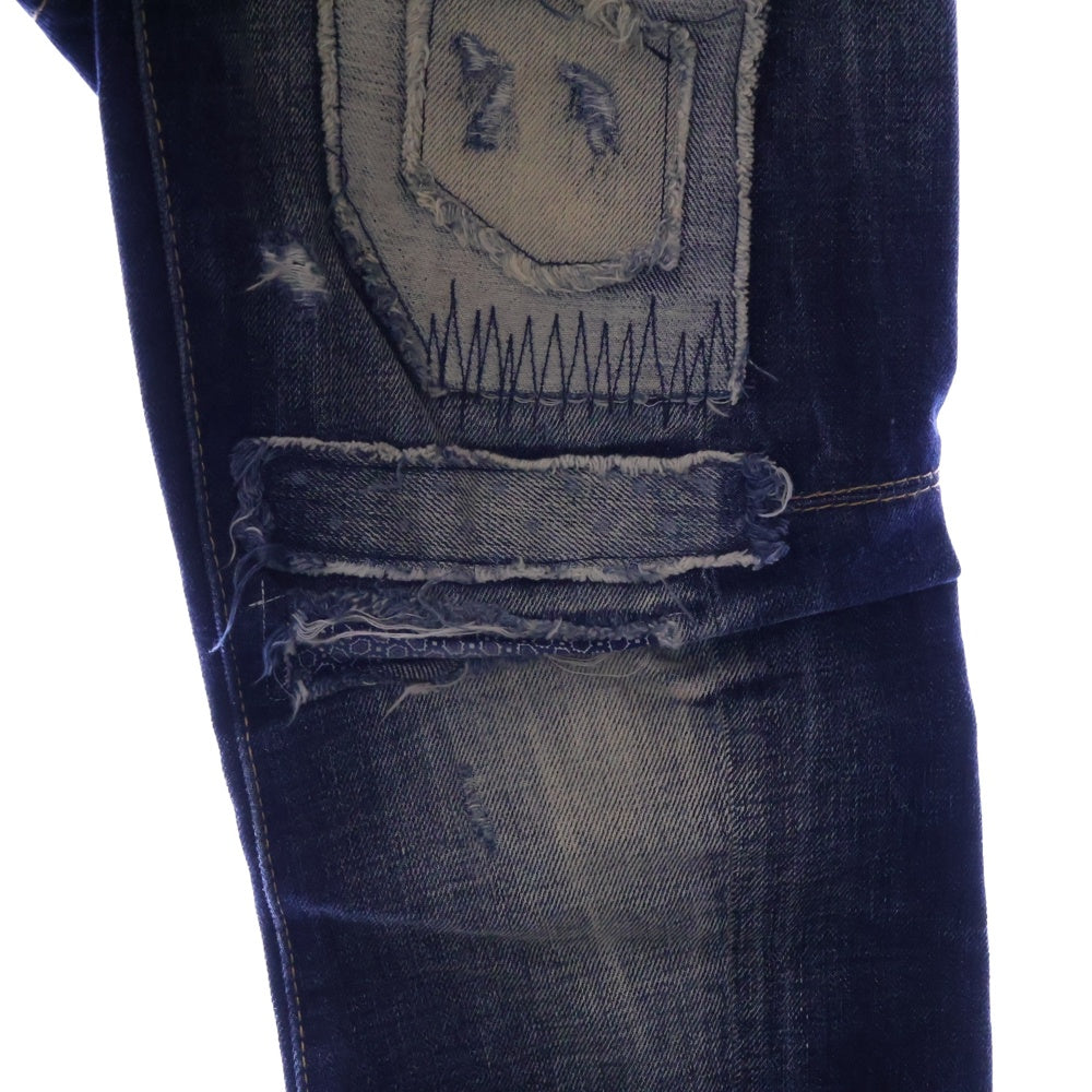 DSQUARED2(ディースクエアード) 14AW Tidy Biker Jean ダメージ加工 パッチワークスキニーデニムパンツ インディゴ S71LA0814