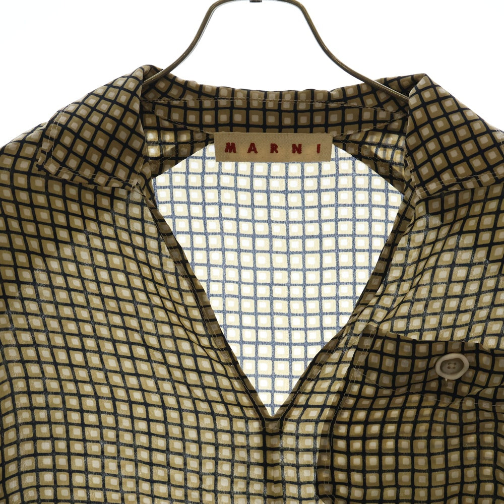 MARNI(マルニ) 20SS Silk Check Shirt 半袖シルクシャツ プルオーバーチェックシャツ ベージュ レディース CAMA0269Y0