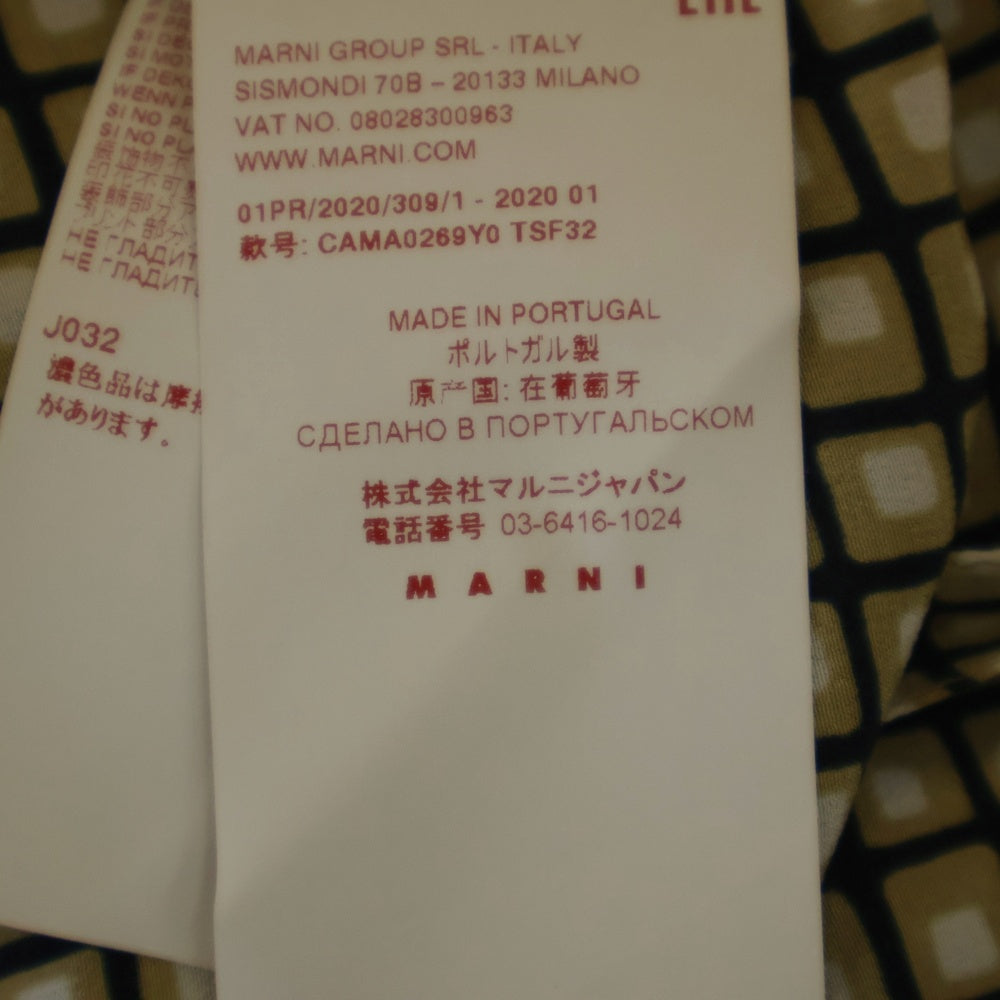 MARNI(マルニ) 20SS Silk Check Shirt 半袖シルクシャツ プルオーバーチェックシャツ ベージュ レディース CAMA0269Y0