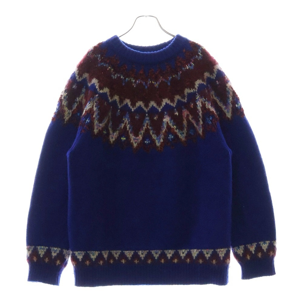 COOHEM(コーヘン) NORDIC KNIT PULLOVER モヘヤノルディック クルーネックニットセーター ブルー 13-214-023