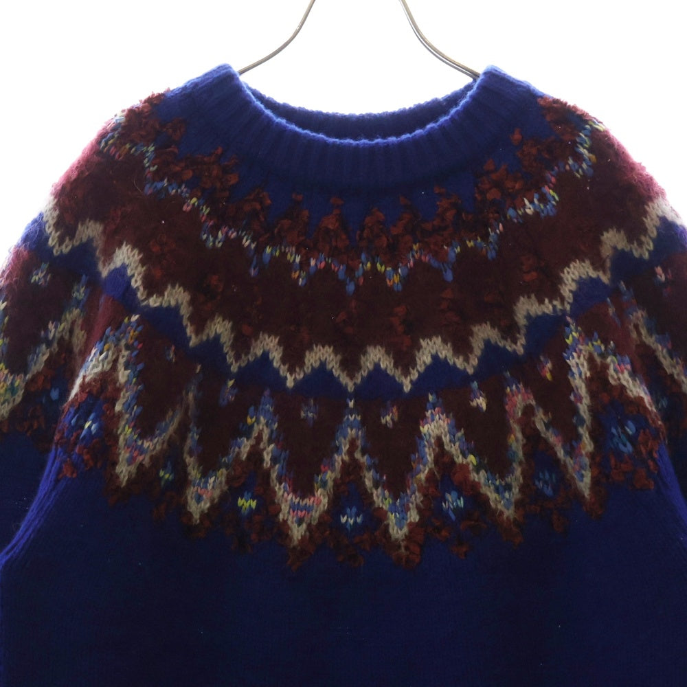 COOHEM(コーヘン) NORDIC KNIT PULLOVER モヘヤノルディック クルーネックニットセーター ブルー 13-214-023