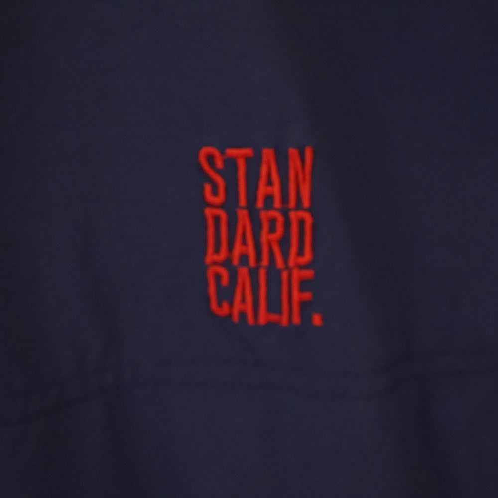 STANDARD CALIFORNIA(スタンダード カリフォルニア) Cordura Stretch Utility Pullover Shirt ロゴ刺繍 プルオーバーナイロントレーナー ネイビー