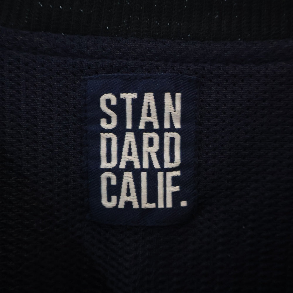 STANDARD CALIFORNIA(スタンダード カリフォルニア) Cordura Stretch Utility Pullover Shirt ロゴ刺繍 プルオーバーナイロントレーナー ネイビー
