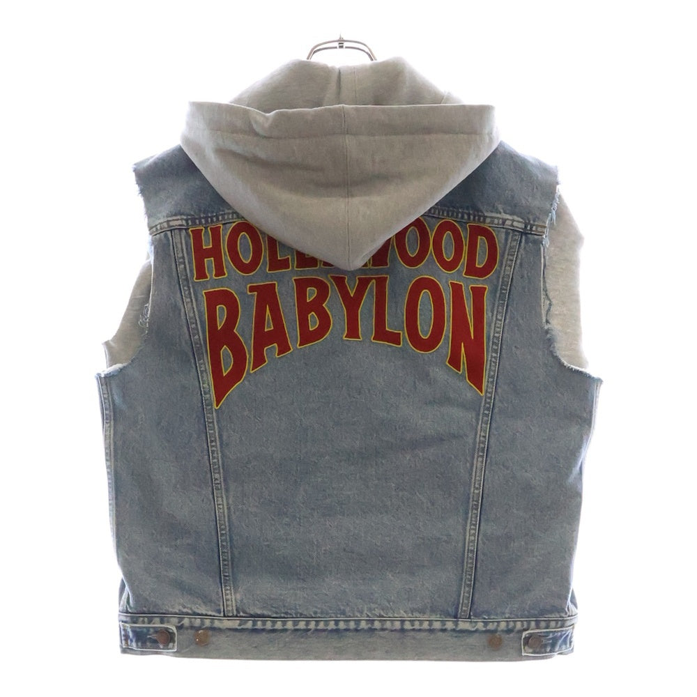 GUCCI(グッチ) 22SS Hollywood Babylon Denim Hoodie Vest ハリウッドバビロン デニムフーディベスト ブルー/グレー 697042 XDB0U