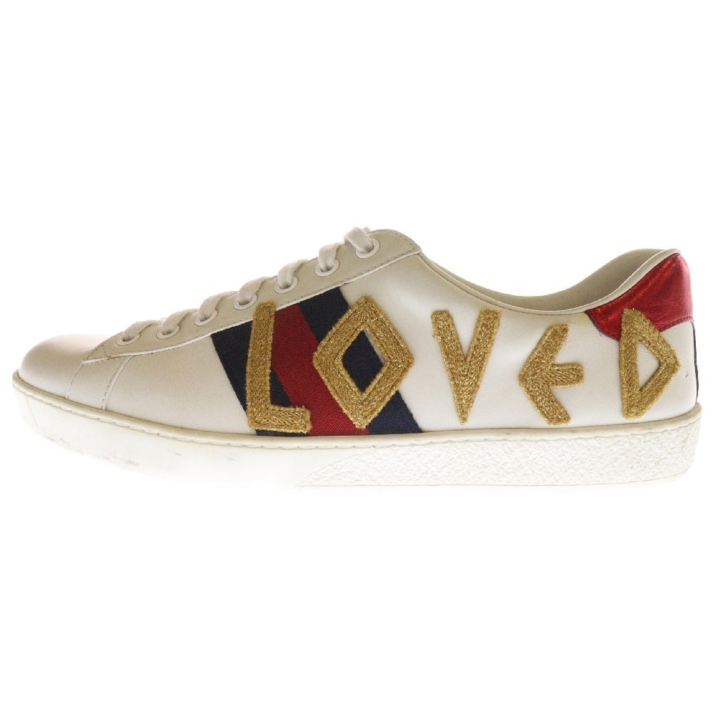 GUCCI(グッチ) 18SS ACE EMBROIDERED LOVE エースエンブロイダリーラブローカットスニーカー 7 1/2 497090 ホワイト