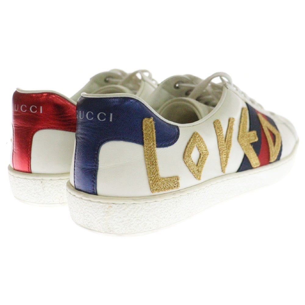 GUCCI(グッチ) 18SS ACE EMBROIDERED LOVE エースエンブロイダリーラブローカットスニーカー 7 1/2 497090 ホワイト