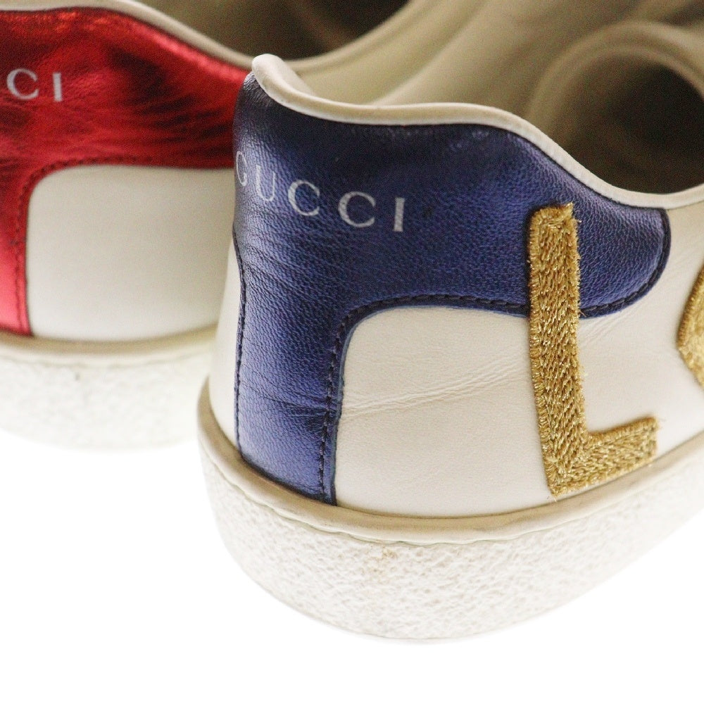 GUCCI(グッチ) 18SS ACE EMBROIDERED LOVE エースエンブロイダリーラブローカットスニーカー 7 1/2 497090 ホワイト