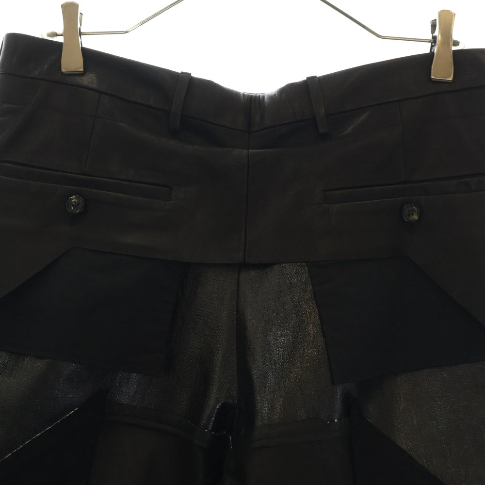 Rick Owens(リックオウエンス) 21AW GETHSEMANE ゲッセマネ レザー切替再構築ワイドパンツ ブラック RE0007305-LBL