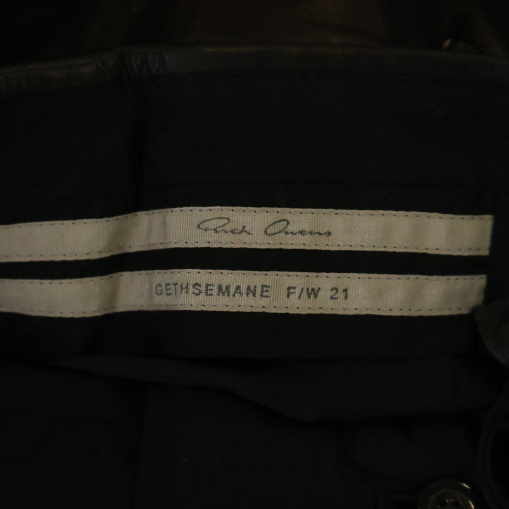 Rick Owens(リックオウエンス) 21AW GETHSEMANE ゲッセマネ レザー切替再構築ワイドパンツ ブラック RE0007305-LBL