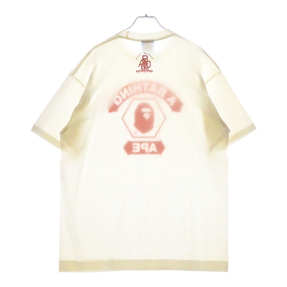 A BATHING APE(アベイシングエイプ) BUSY WORKS フロントロゴ 半袖Tシャツ カットソー ホワイト/レッド