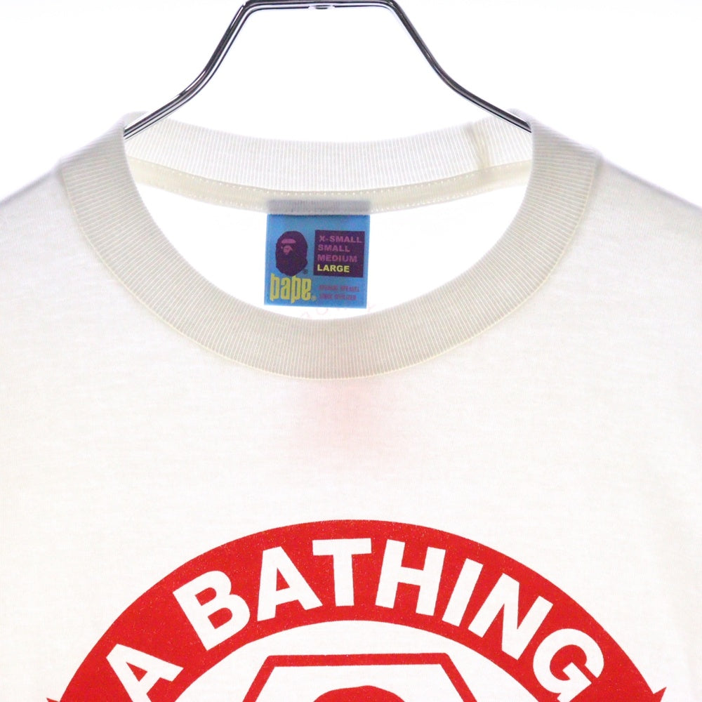 A BATHING APE(アベイシングエイプ) BUSY WORKS フロントロゴ 半袖Tシャツ カットソー ホワイト/レッド