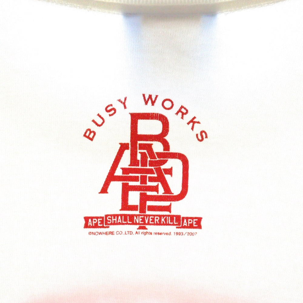 A BATHING APE(アベイシングエイプ) BUSY WORKS フロントロゴ 半袖Tシャツ カットソー ホワイト/レッド