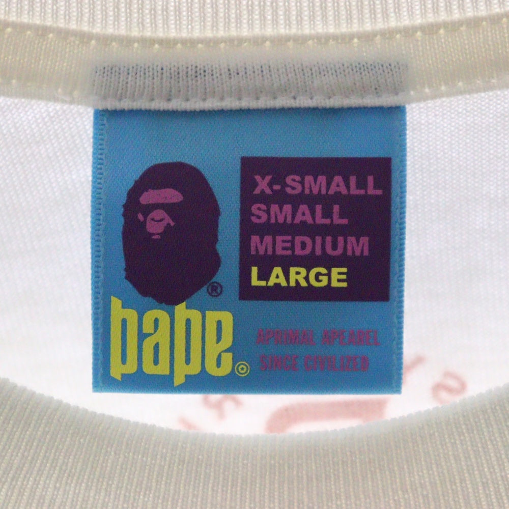 A BATHING APE(アベイシングエイプ) BUSY WORKS フロントロゴ 半袖Tシャツ カットソー ホワイト/レッド