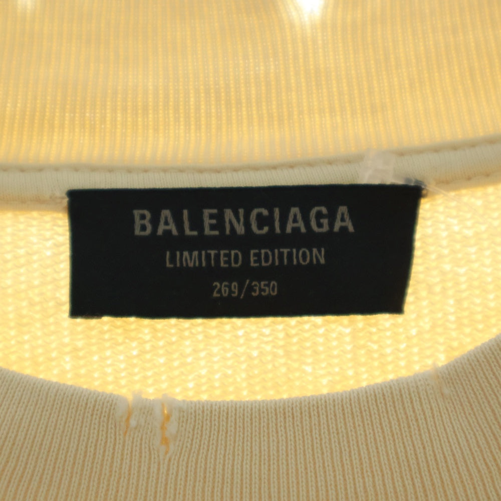 BALENCIAGA(バレンシアガ) Limited Editon The Torch Theme ダメージ加工 クルーネックスウェットトレーナー アイボリー 699212 TMVO6