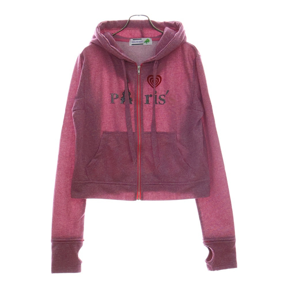 DINOWORKS(ディノワークス) PORIS SHINE HOODIE ジップアップフーディー パーカー ラメ加工 ピンク レディース