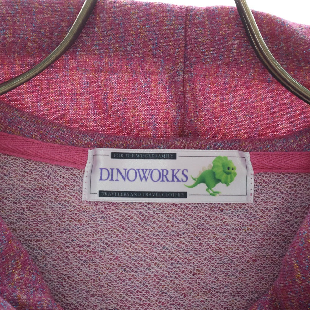 DINOWORKS(ディノワークス) PORIS SHINE HOODIE ジップアップフーディー パーカー ラメ加工 ピンク レディース