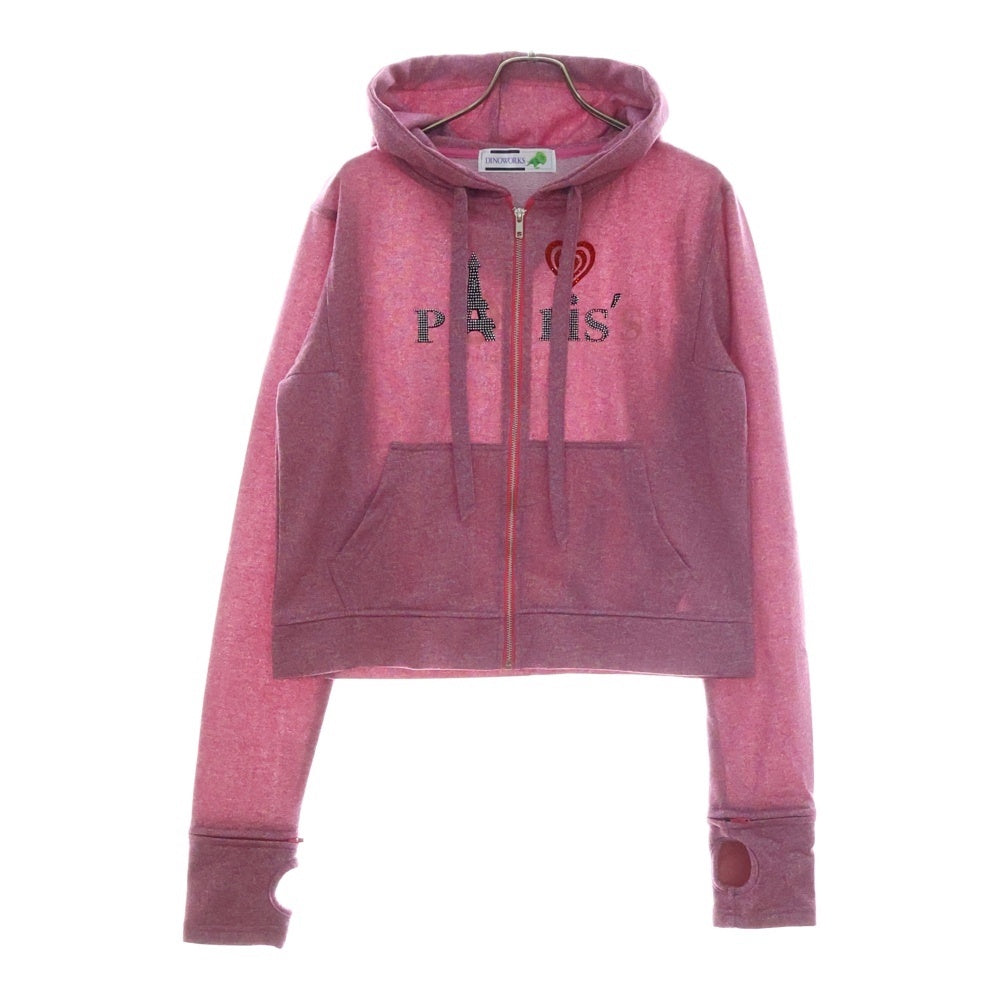 DINOWORKS(ディノワークス) PORIS SHINE HOODIE ジップアップフーディー パーカー ラメ加工 ピンク