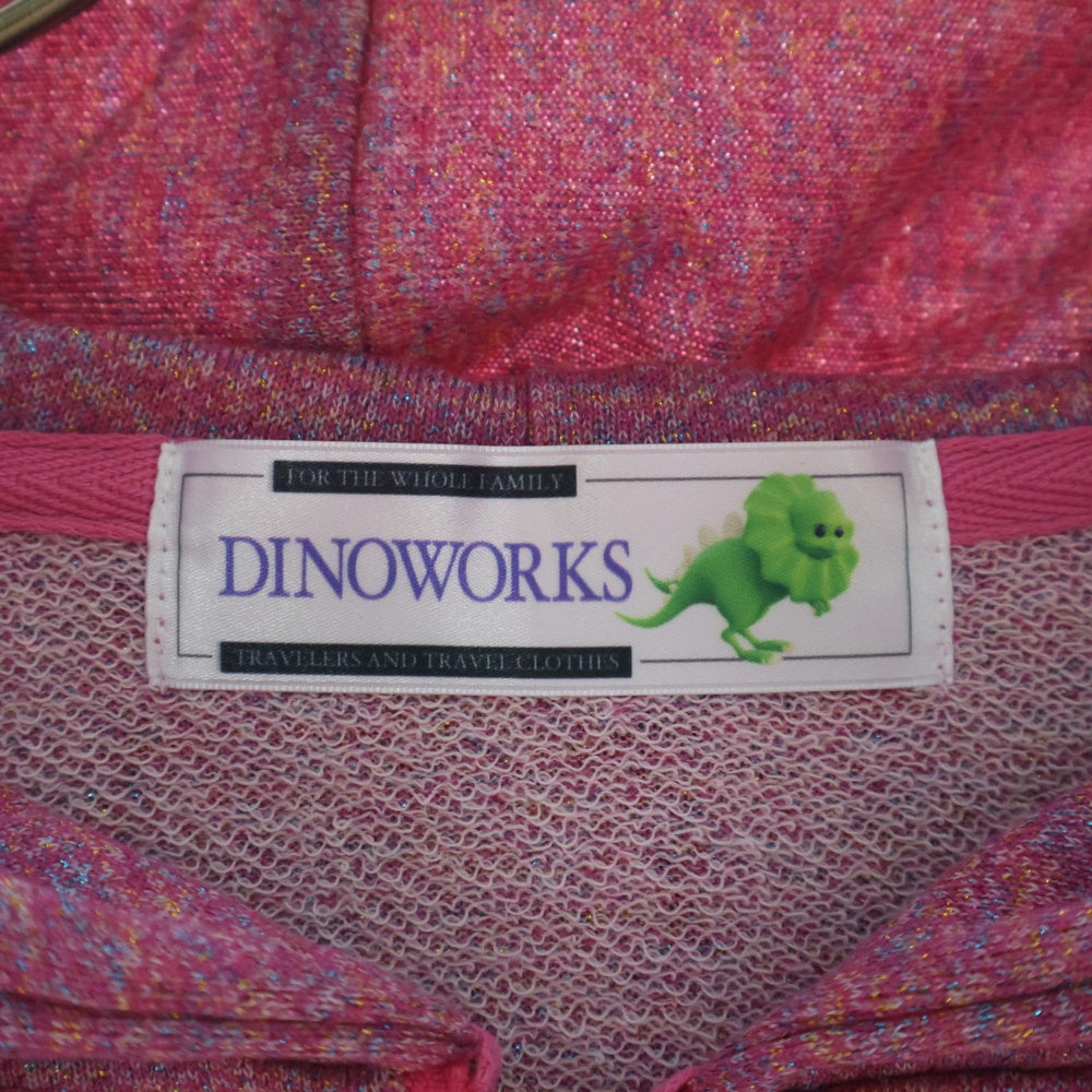 DINOWORKS(ディノワークス) PORIS SHINE HOODIE ジップアップフーディー パーカー ラメ加工 ピンク