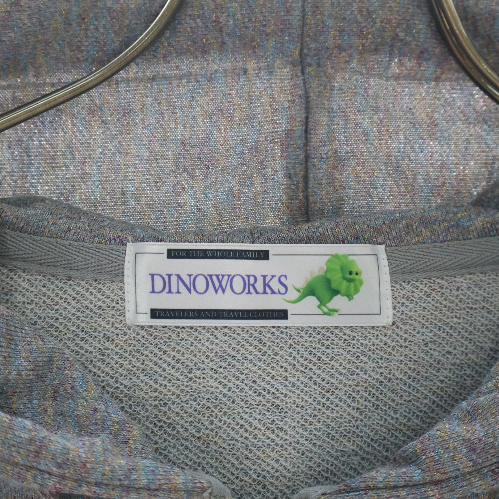DINOWORKS(ディノワークス) PORIS SHINE HOODIE ジップアップフーディー パーカー ラメ加工 グレー レディース