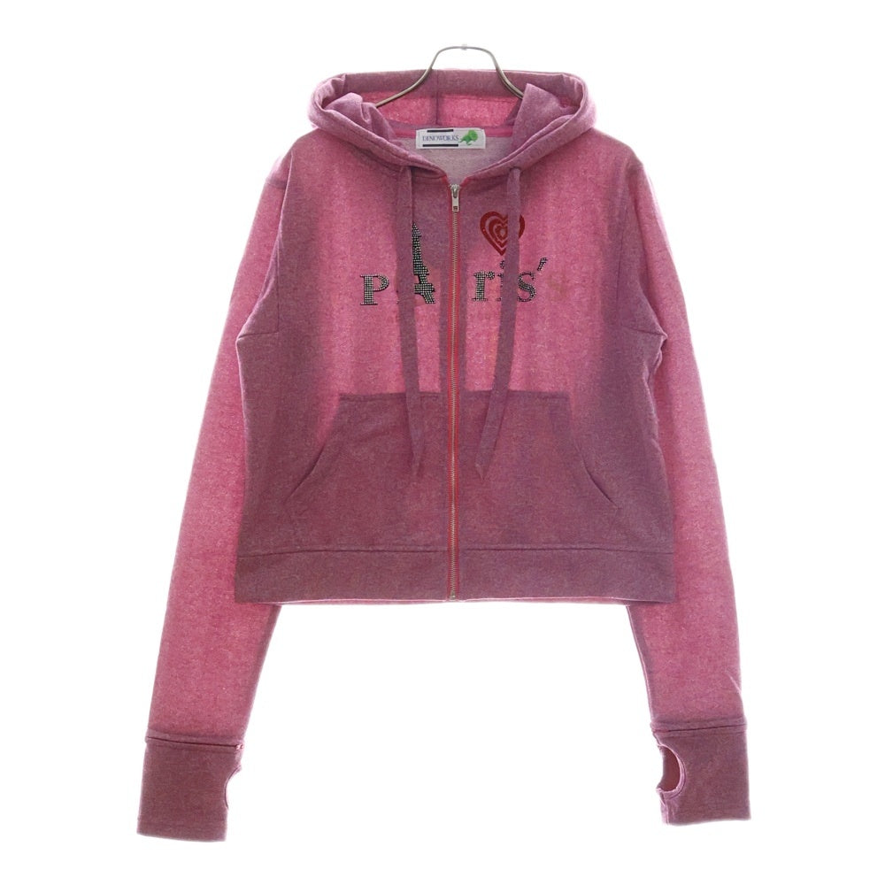 DINOWORKS(ディノワークス) PORIS SHINE HOODIE ジップアップフーディー パーカー ラメ加工 ピンク レディース