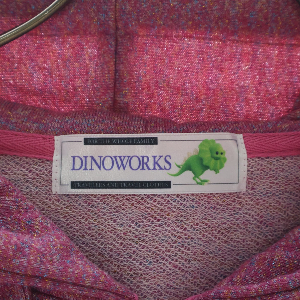 DINOWORKS(ディノワークス) PORIS SHINE HOODIE ジップアップフーディー パーカー ラメ加工 ピンク レディース